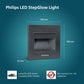 Philips 2W Decorative LED Step Light | StepGlow Surface Mounted Anthracite Outdoor LED Stair Light | Warm White, Pack of 6