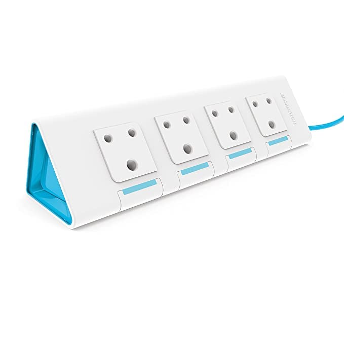 Anchor by Panasonic 22064 6A Power Strip 4 Socket Spike Guard 4 Switch, 4 Mtr (White & Blue), Blue & White, Pack of 2 - Magic DealsExtension BoardMagic DealsMagic DealsAnchor by Panasonic 22064 6A Power Strip 4 Socket Spike Guard 4 Switch, 4 Mtr (White & Blue), Blue & White, Pack of 224 socket extension board