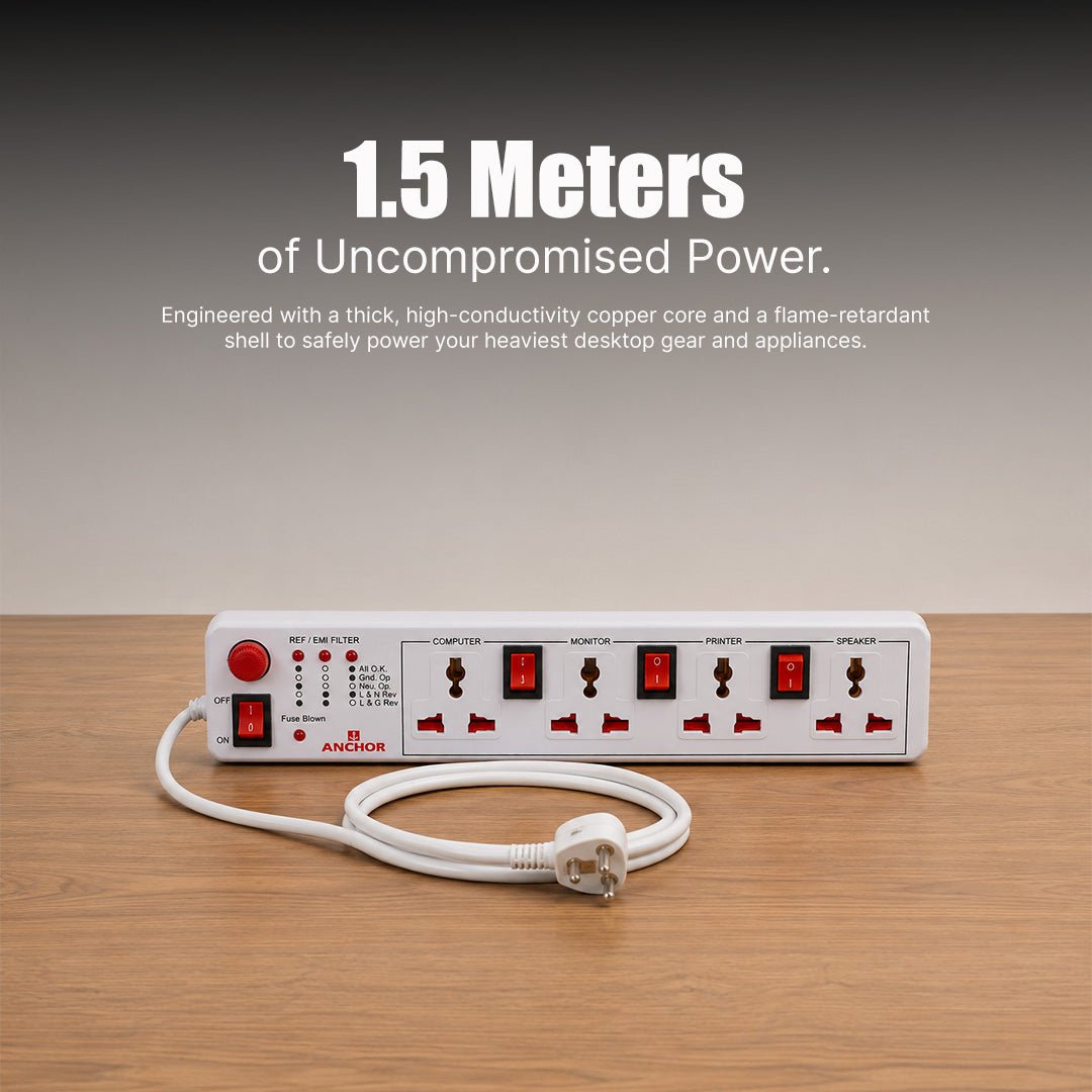 Anchor by Panasonic 4 way 6A Universal Socket with 3 Switch & 1 Master Switch | 1.5 Mtr Extension Cord (22568) - Magic DealsExtension BoardMagic DealsMagic DealsAnchor by Panasonic 4 way 6A Universal Socket with 3 Switch & 1 Master Switch | 1.5 Mtr Extension Cord (22568)890328522568251.5 meter