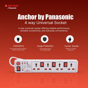 Anchor by Panasonic 4 way 6A Universal Socket with 3 Switch & 1 Master Switch | 1.5 Mtr Extension Cord (22568) - Magic DealsExtension BoardMagic DealsMagic DealsAnchor by Panasonic 4 way 6A Universal Socket with 3 Switch & 1 Master Switch | 1.5 Mtr Extension Cord (22568)890328522568221.5 meter