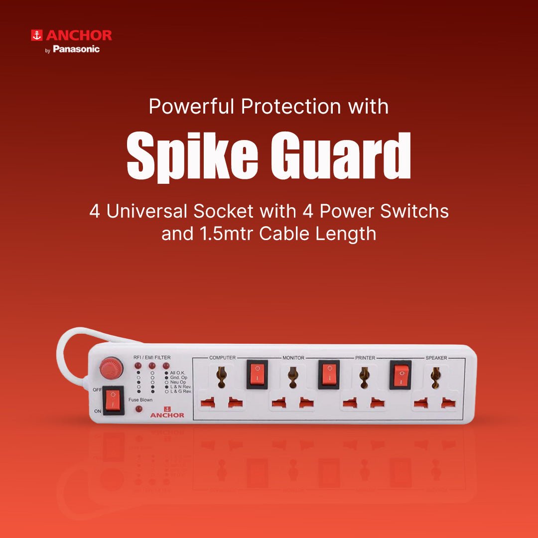 Anchor by Panasonic 4 way 6A Universal Socket with 3 Switch & 1 Master Switch | 1.5 Mtr Extension Cord (22568) - Magic DealsExtension BoardMagic DealsMagic DealsAnchor by Panasonic 4 way 6A Universal Socket with 3 Switch & 1 Master Switch | 1.5 Mtr Extension Cord (22568)890328522568261.5 meter