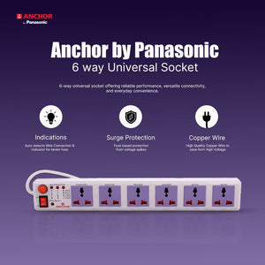 Anchor by Panasonic 6 way Universal Socket with Single Switch | 1.5 Mtr Extension Cord (22579) - Magic DealsExtension BoardMagic DealsMagic DealsAnchor by Panasonic 6 way Universal Socket with Single Switch | 1.5 Mtr Extension Cord (22579)890328522579821.5 meter