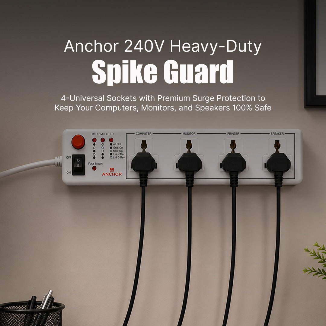 Anchor by Panasonic Spike Guard - 4 Universal Socket with Single Switch - 4 Mtr (22048) - Magic DealsExtension BoardMagic DealsMagic DealsAnchor by Panasonic Spike Guard - 4 Universal Socket with Single Switch - 4 Mtr (22048)890328508611544 socket extension board