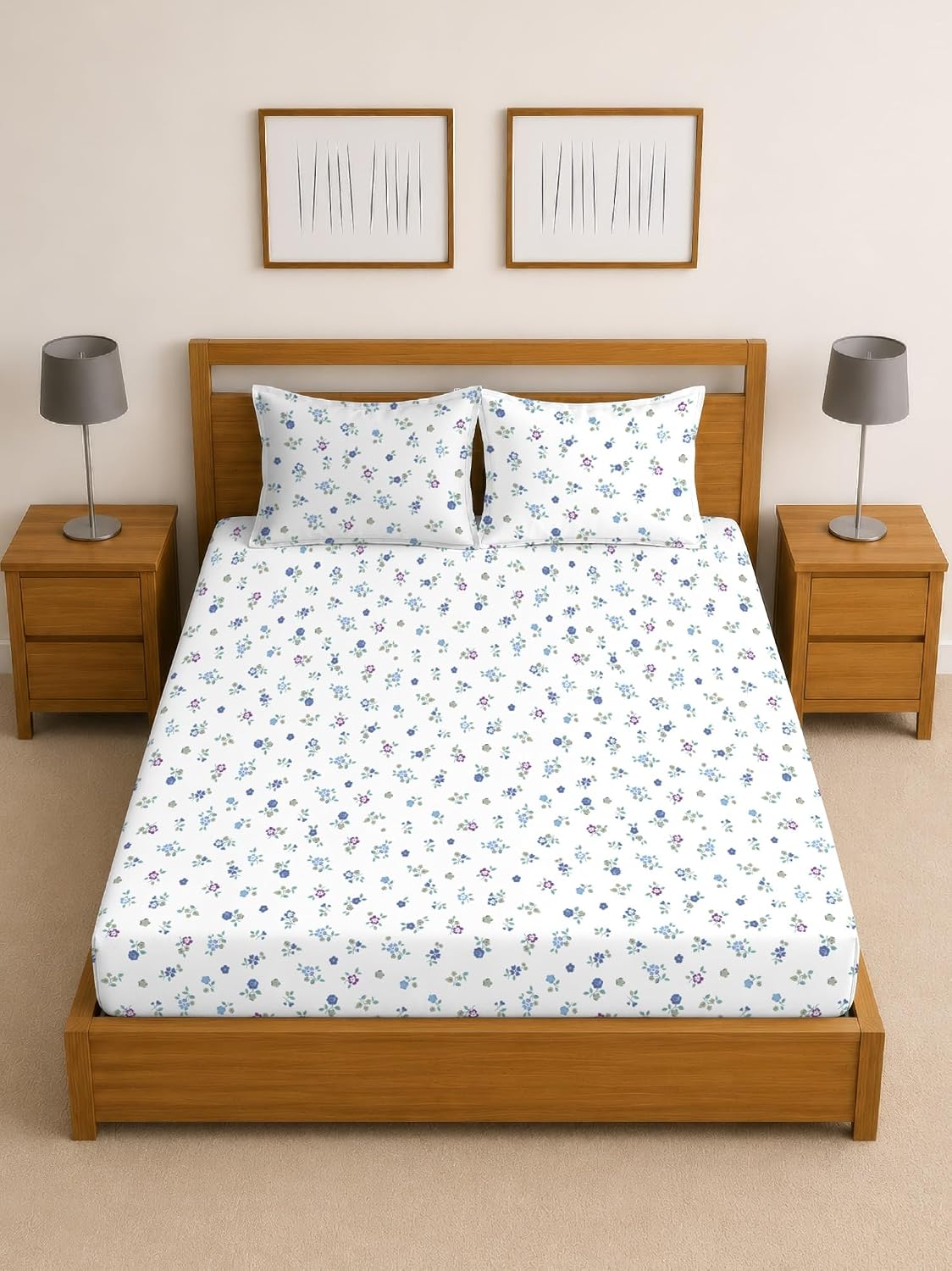 Arvind Essentials Falt Bedsheet King Size 100% Cotton, 180 TC Soft & Breathable Bed Sheet for Double Bed with 2 Pillow Covers (21492, 108x108 Inch) - Magic DealsBed SheetsMagic DealsMagic DealsArvind Essentials Falt Bedsheet King Size 100% Cotton, 180 TC Soft & Breathable Bed Sheet for Double Bed with 2 Pillow Covers (21492, 108x108 Inch)King9Arvind Bedsheeet