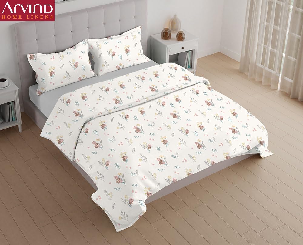 Arvind Essentials Falt Bedsheet King Size 100% Cotton, 180 TC Soft & Breathable Bed Sheet for Double Bed with 2 Pillow Covers (21492, 108x108 Inch) - Magic DealsBed SheetsMagic DealsMagic DealsArvind Essentials Falt Bedsheet King Size 100% Cotton, 180 TC Soft & Breathable Bed Sheet for Double Bed with 2 Pillow Covers (21492, 108x108 Inch)King3Arvind Bedsheeet