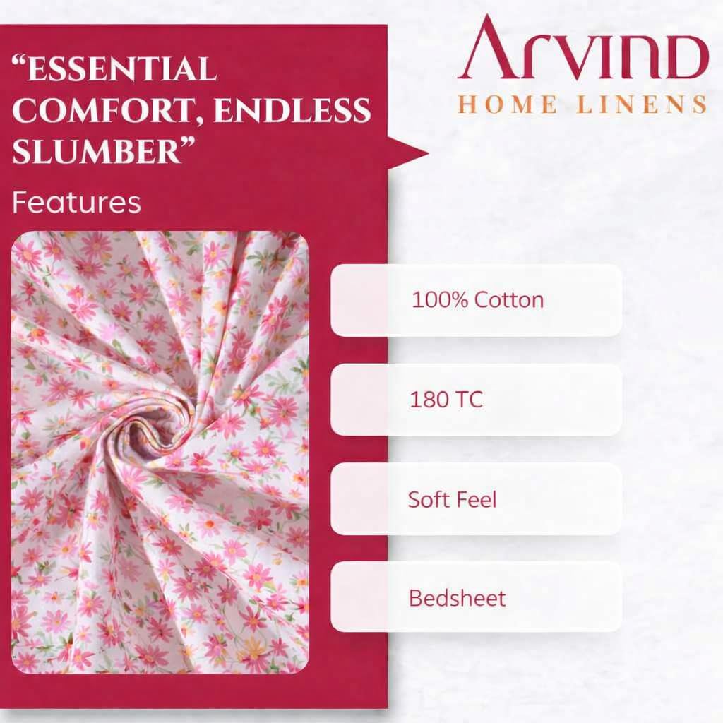 Arvind Essentials Falt Bedsheet King Size 100% Cotton, 180 TC Soft & Breathable Bed Sheet for Double Bed with 2 Pillow Covers (21492, 108x108 Inch) - Magic DealsBed SheetsMagic DealsMagic DealsArvind Essentials Falt Bedsheet King Size 100% Cotton, 180 TC Soft & Breathable Bed Sheet for Double Bed with 2 Pillow Covers (21492, 108x108 Inch)King6Arvind Bedsheeet