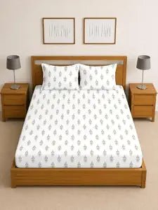 Arvind Essentials Falt Bedsheet King Size 100% Cotton, 180 TC Soft & Breathable Bed Sheet for Double Bed with 2 Pillow Covers (21492, 108x108 Inch) - Magic DealsBed SheetsMagic DealsMagic DealsArvind Essentials Falt Bedsheet King Size 100% Cotton, 180 TC Soft & Breathable Bed Sheet for Double Bed with 2 Pillow Covers (21492, 108x108 Inch)Queen30Arvind Bedsheeet