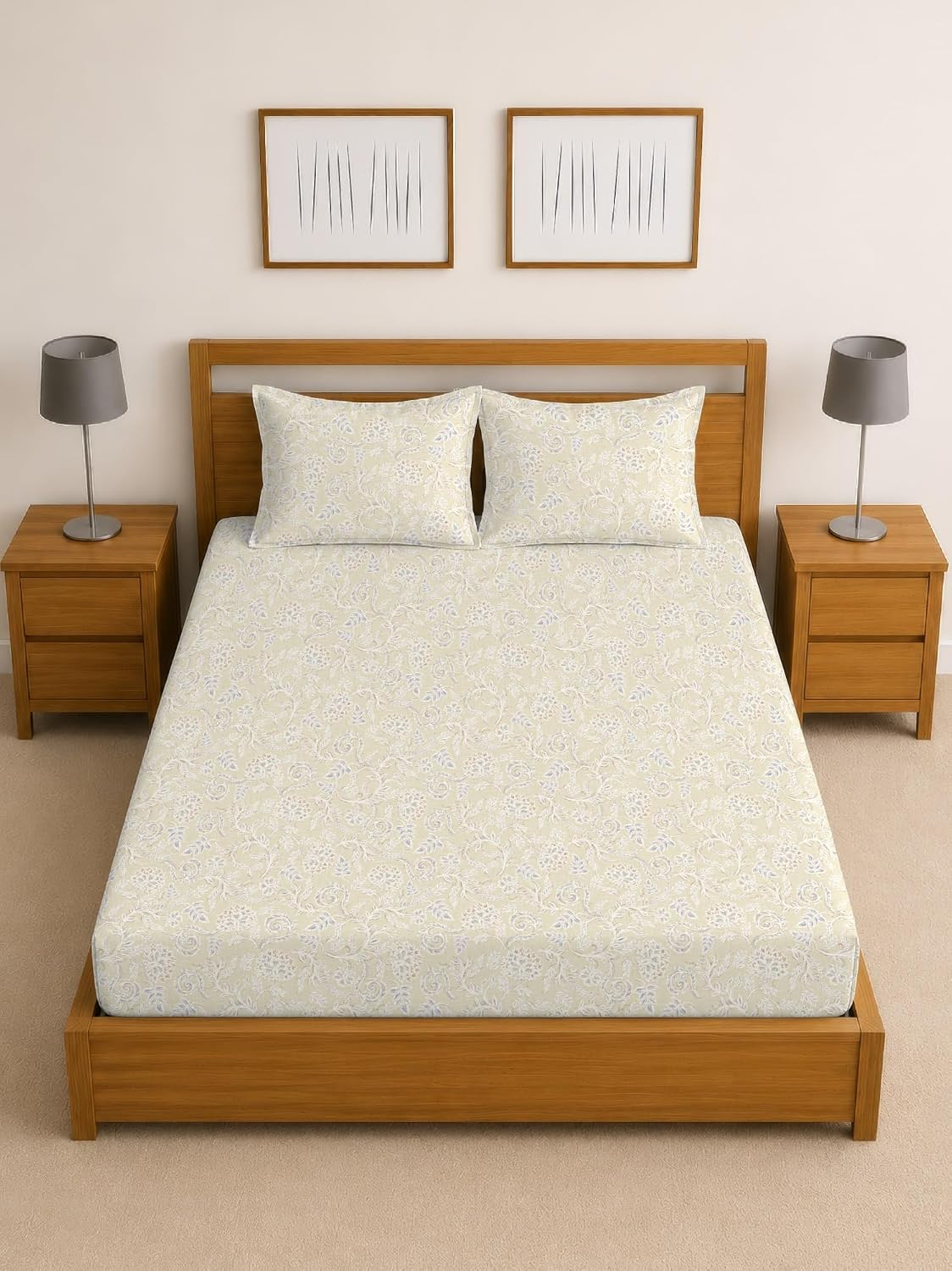 Arvind Essentials Falt Bedsheet King Size 100% Cotton, 180 TC Soft & Breathable Bed Sheet for Double Bed with 2 Pillow Covers (21492, 108x108 Inch) - Magic DealsBed SheetsMagic DealsMagic DealsArvind Essentials Falt Bedsheet King Size 100% Cotton, 180 TC Soft & Breathable Bed Sheet for Double Bed with 2 Pillow Covers (21492, 108x108 Inch)King19Arvind Bedsheeet
