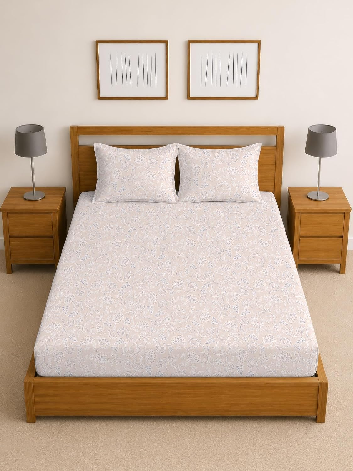 Arvind Essentials Falt Bedsheet King Size 100% Cotton, 180 TC Soft & Breathable Bed Sheet for Double Bed with 2 Pillow Covers (21492, 108x108 Inch) - Magic DealsBed SheetsMagic DealsMagic DealsArvind Essentials Falt Bedsheet King Size 100% Cotton, 180 TC Soft & Breathable Bed Sheet for Double Bed with 2 Pillow Covers (21492, 108x108 Inch)Queen34Arvind Bedsheeet