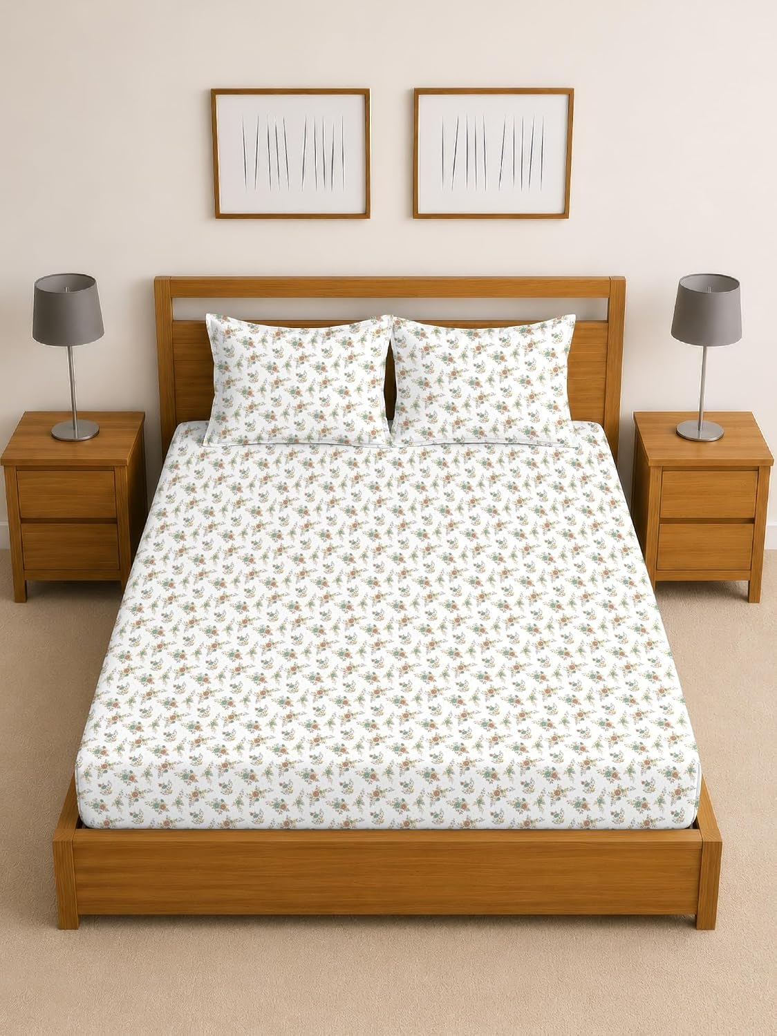 Arvind Essentials Falt Bedsheet King Size 100% Cotton, 180 TC Soft & Breathable Bed Sheet for Double Bed with 2 Pillow Covers (21492, 108x108 Inch) - Magic DealsBed SheetsMagic DealsMagic DealsArvind Essentials Falt Bedsheet King Size 100% Cotton, 180 TC Soft & Breathable Bed Sheet for Double Bed with 2 Pillow Covers (21492, 108x108 Inch)King27Arvind Bedsheeet