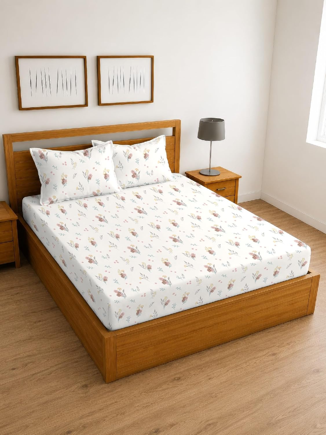 Arvind Essentials Falt Bedsheet King Size 100% Cotton, 180 TC Soft & Breathable Bed Sheet for Double Bed with 2 Pillow Covers (21492, 108x108 Inch) - Magic DealsBed SheetsMagic DealsMagic DealsArvind Essentials Falt Bedsheet King Size 100% Cotton, 180 TC Soft & Breathable Bed Sheet for Double Bed with 2 Pillow Covers (21492, 108x108 Inch)King5Arvind Bedsheeet