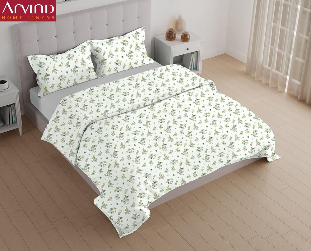 Arvind Essentials Falt Bedsheet King Size 100% Cotton, 180 TCSoft & Breathable Bed Sheet for Double Bed with 2 Pillow Covers (21506, 108x108 Inch) - Magic DealsBed SheetsMagic DealsMagic DealsArvind Essentials Falt Bedsheet King Size 100% Cotton, 180 TCSoft & Breathable Bed Sheet for Double Bed with 2 Pillow Covers (21506, 108x108 Inch)King3Arvind Bedsheeet