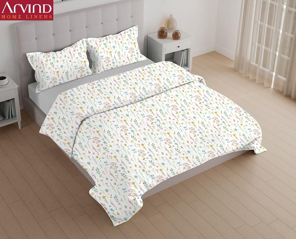 Arvind Essentials Flat Bedsheet King Size 100% Cotton, 180 TC Soft & Breathable Bed Sheet for Double Bed with 2 Pillow Covers (21490, 108x108 Inch) - Magic DealsBed SheetsMagic DealsMagic DealsArvind Essentials Flat Bedsheet King Size 100% Cotton, 180 TC Soft & Breathable Bed Sheet for Double Bed with 2 Pillow Covers (21490, 108x108 Inch)Queen3Arvind Bedsheeet