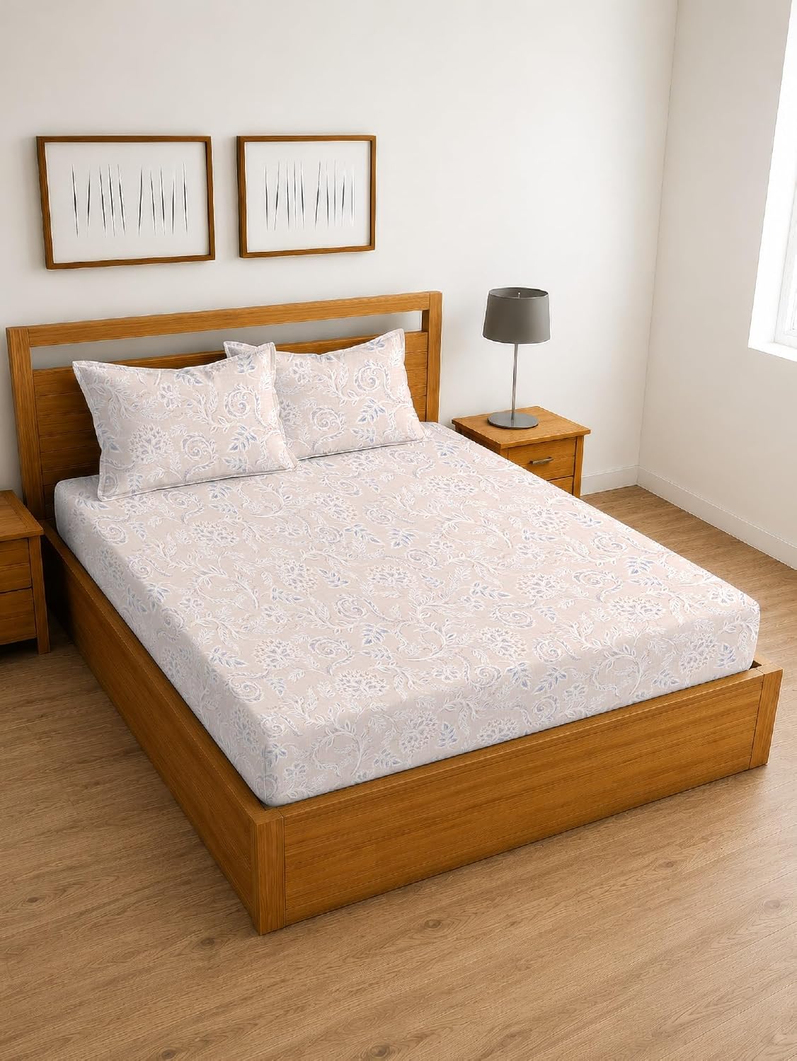 Arvind Essentials Flat Bedsheet King Size 100% Cotton, 180 TC Soft & Breathable Bed Sheet for Double Bed with 2 Pillow Covers (21499, 108x108 Inch) - Magic DealsBed SheetsMagic DealsMagic DealsArvind Essentials Flat Bedsheet King Size 100% Cotton, 180 TC Soft & Breathable Bed Sheet for Double Bed with 2 Pillow Covers (21499, 108x108 Inch)King5Arvind Bedsheeet