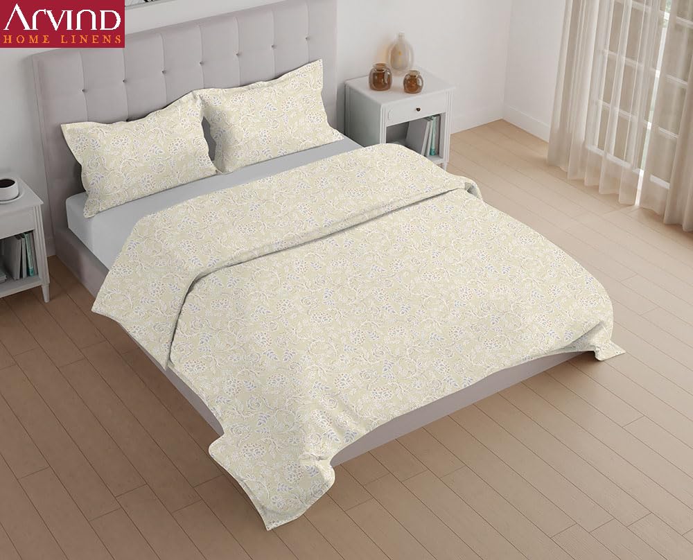 Arvind Essentials Flat Bedsheet King Size 100% Cotton, 180 TC Soft & Breathable Bed Sheet for Double Bed with 2 Pillow Covers (21500, 108x108 Inch) - Magic DealsBed SheetsMagic Deals Magic DealsArvind Essentials Flat Bedsheet King Size 100% Cotton, 180 TC Soft & Breathable Bed Sheet for Double Bed with 2 Pillow Covers (21500, 108x108 Inch)King3Arvind Bedsheeet