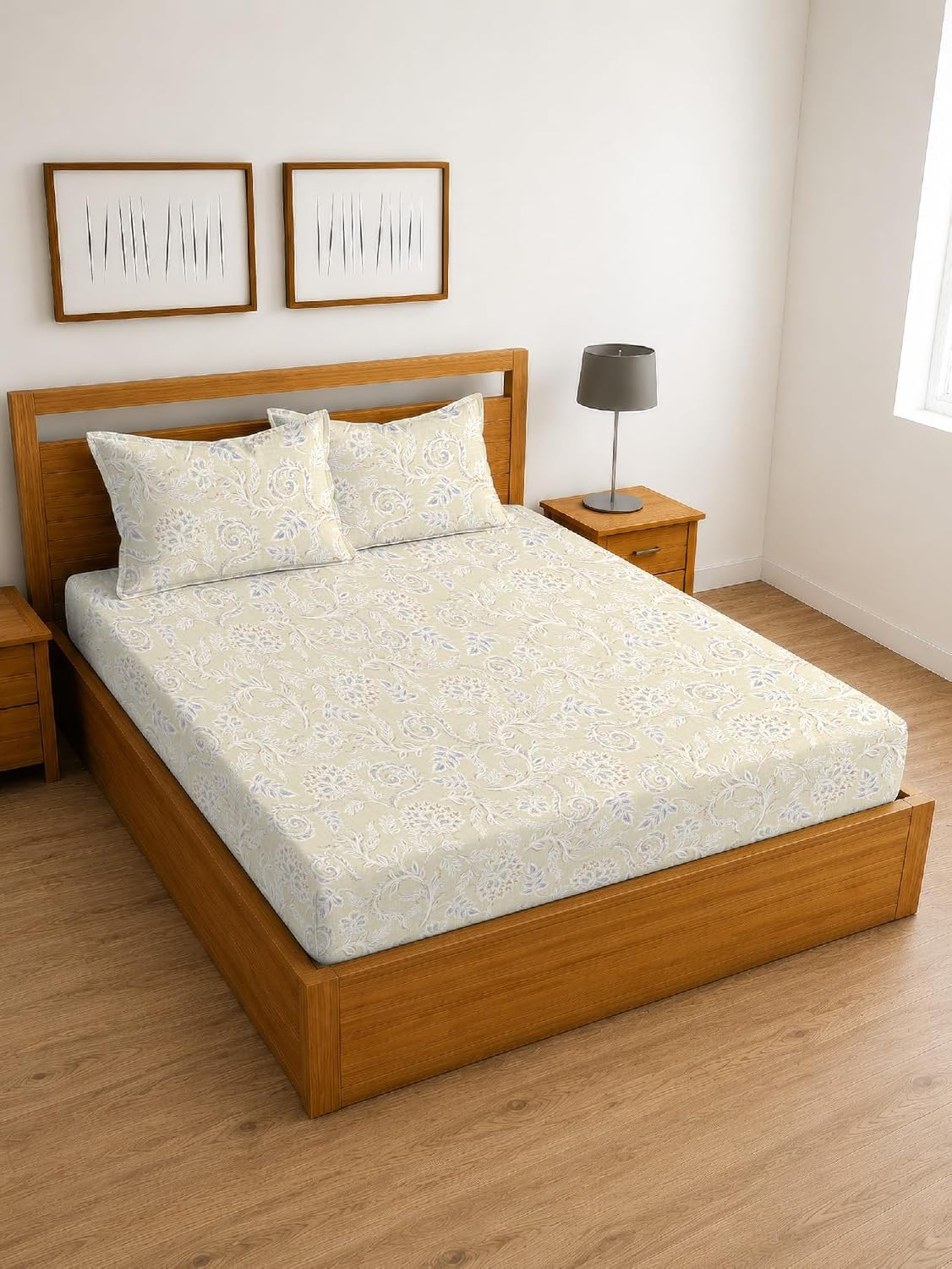 Arvind Essentials Flat Bedsheet King Size 100% Cotton, 180 TC Soft & Breathable Bed Sheet for Double Bed with 2 Pillow Covers (21500, 108x108 Inch) - Magic DealsBed SheetsMagic Deals Magic DealsArvind Essentials Flat Bedsheet King Size 100% Cotton, 180 TC Soft & Breathable Bed Sheet for Double Bed with 2 Pillow Covers (21500, 108x108 Inch)King5Arvind Bedsheeet