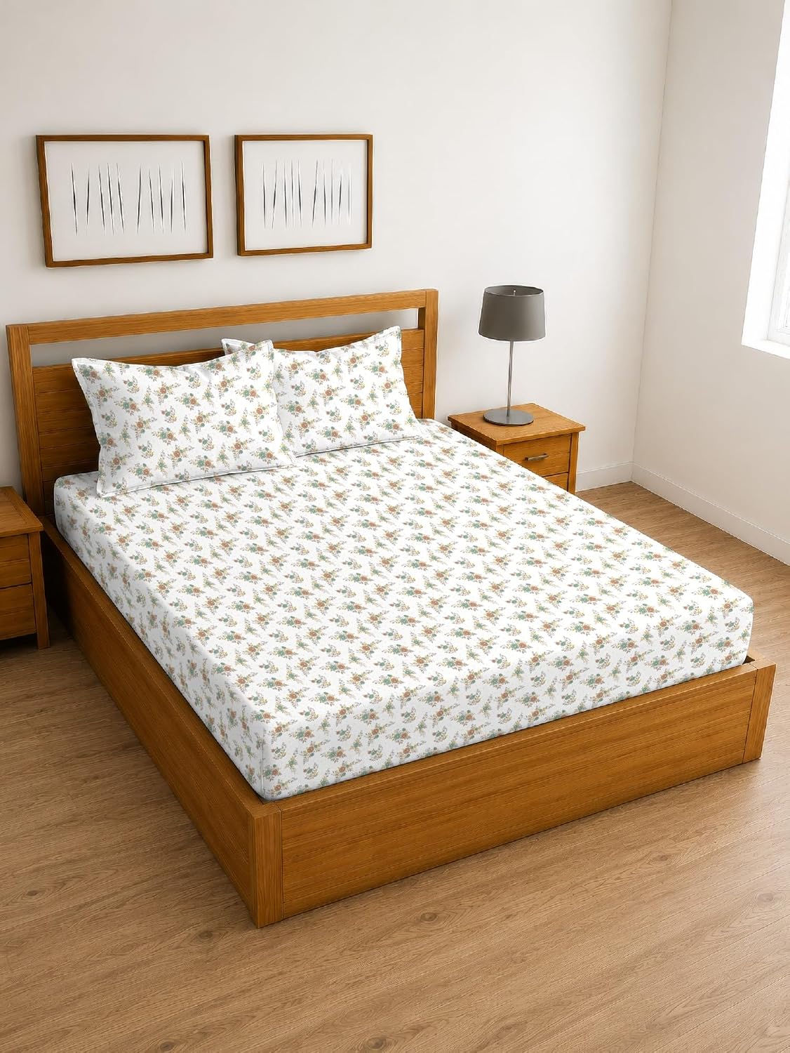Arvind Essentials Flat Bedsheet King Size 100% Cotton, 180 TC Soft & Breathable Bed Sheet for Double Bed with 2 Pillow Covers (21508, 108x108 Inch) - Magic DealsBed SheetsMagic DealsMagic DealsArvind Essentials Flat Bedsheet King Size 100% Cotton, 180 TC Soft & Breathable Bed Sheet for Double Bed with 2 Pillow Covers (21508, 108x108 Inch)King5Arvind Bedsheeet