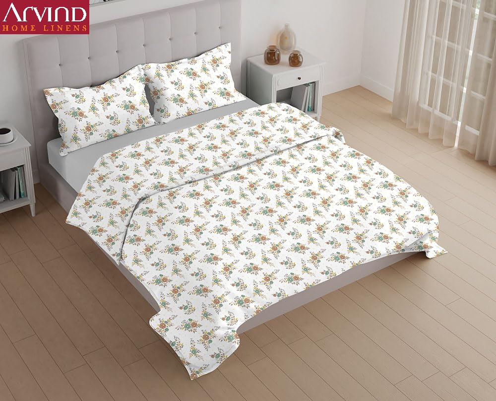 Arvind Essentials Flat Bedsheet King Size 100% Cotton, 180 TC Soft & Breathable Bed Sheet for Double Bed with 2 Pillow Covers (21508, 108x108 Inch) - Magic DealsBed SheetsMagic DealsMagic DealsArvind Essentials Flat Bedsheet King Size 100% Cotton, 180 TC Soft & Breathable Bed Sheet for Double Bed with 2 Pillow Covers (21508, 108x108 Inch)King3Arvind Bedsheeet