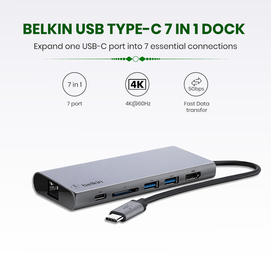 Belkin USB Type - C 7 in 1 dock - HDMI/Type - C/2 USB - A/SD, MSD card reader/3.5 mm - Magic DealsPeripheralMagic DealsMagic DealsBelkin USB Type - C 7 in 1 dock - HDMI/Type - C/2 USB - A/SD, MSD card reader/3.5 mm06AAGCN2813H1ZO2