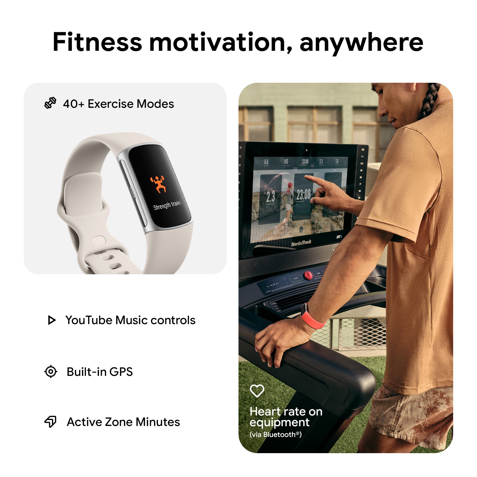 Fitbit - Fitbit Charge 6 Porcelain Silver アルミニウム Google Fitbit Charge 6 - Porcelain / Silver アルミニウム