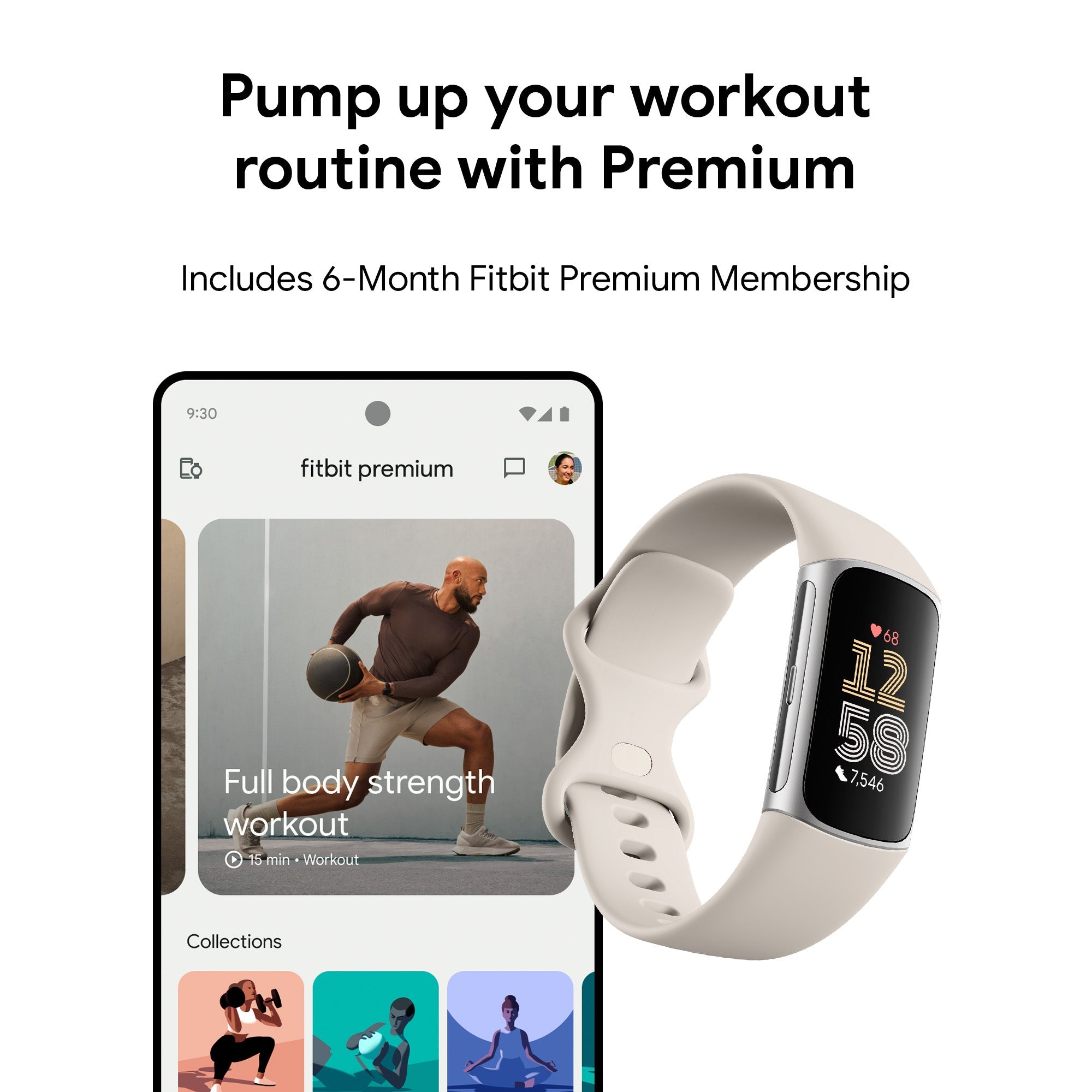 Fitbit Charge 6, Porcelain/Silver Aluminum - Magic Deals
