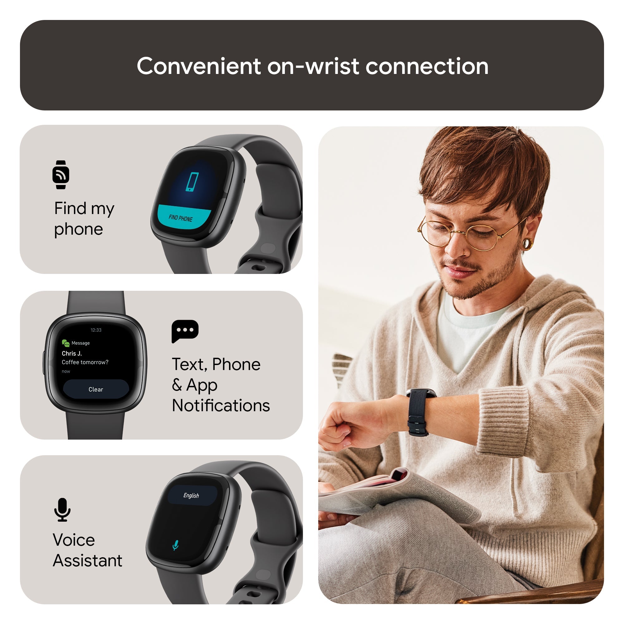 FITBIT Sense 2 Watch (Shadow Grey / Graphite Aluminium) - Magic Deals