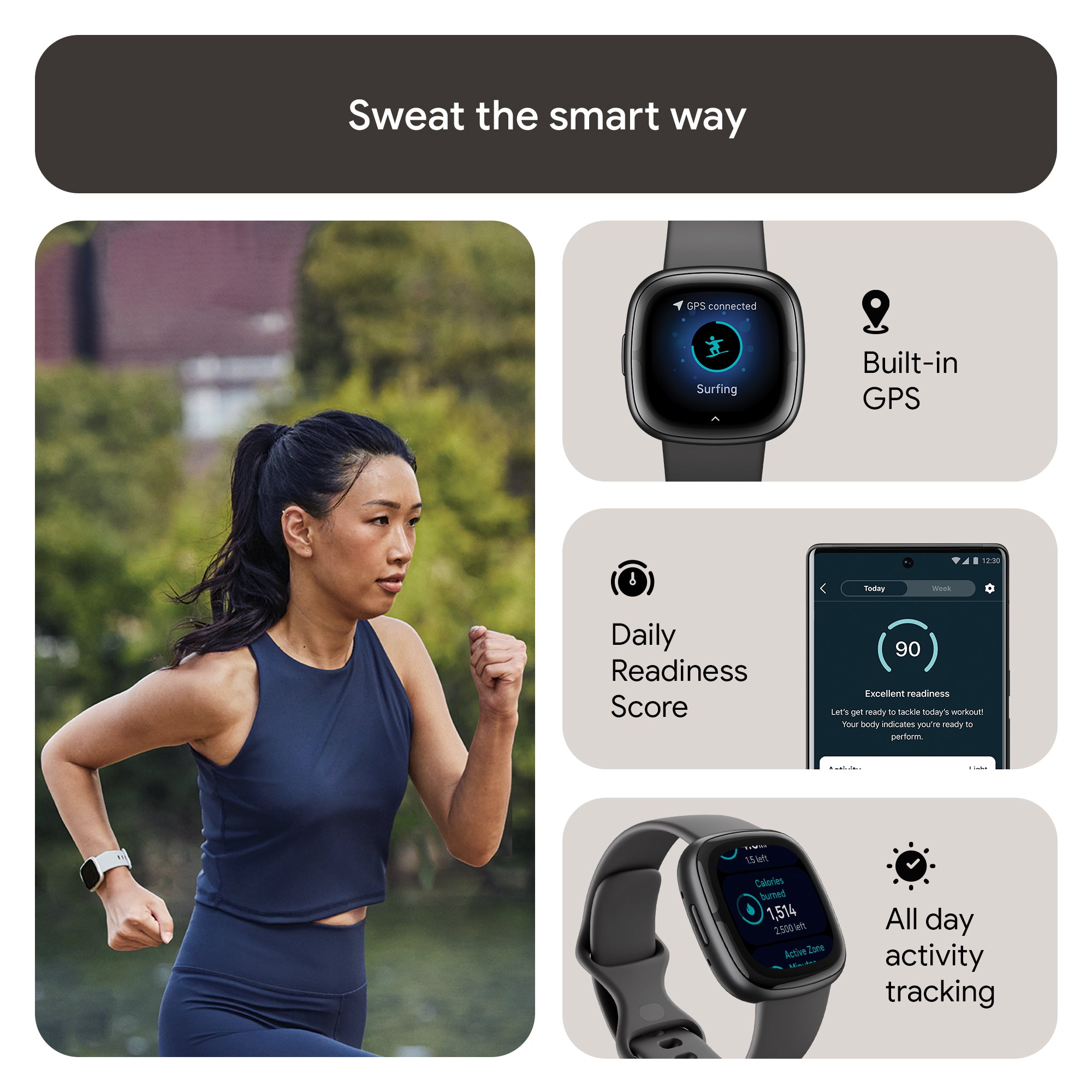 FITBIT Sense 2 Watch (Shadow Grey / Graphite Aluminium) - Magic Deals