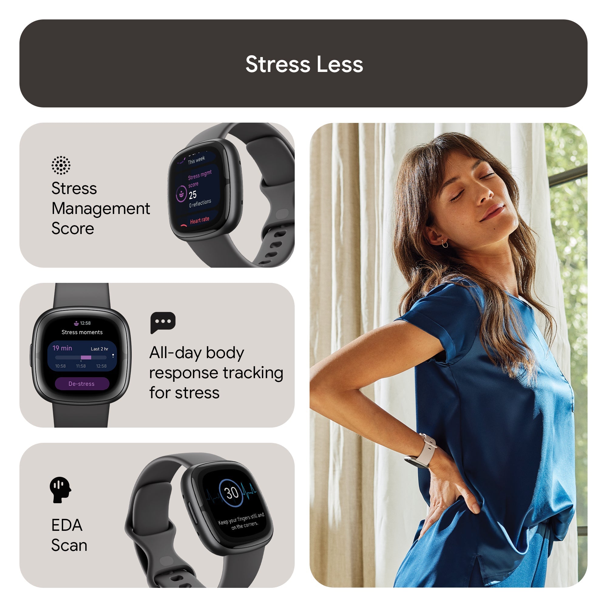 FITBIT Sense 2 Watch (Shadow Grey / Graphite Aluminium) - Magic Deals