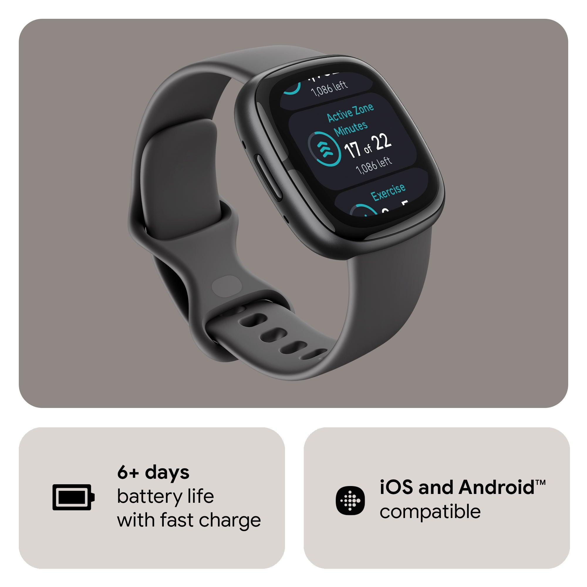 FITBIT Sense 2 Watch (Shadow Grey / Graphite Aluminium) - Magic Deals