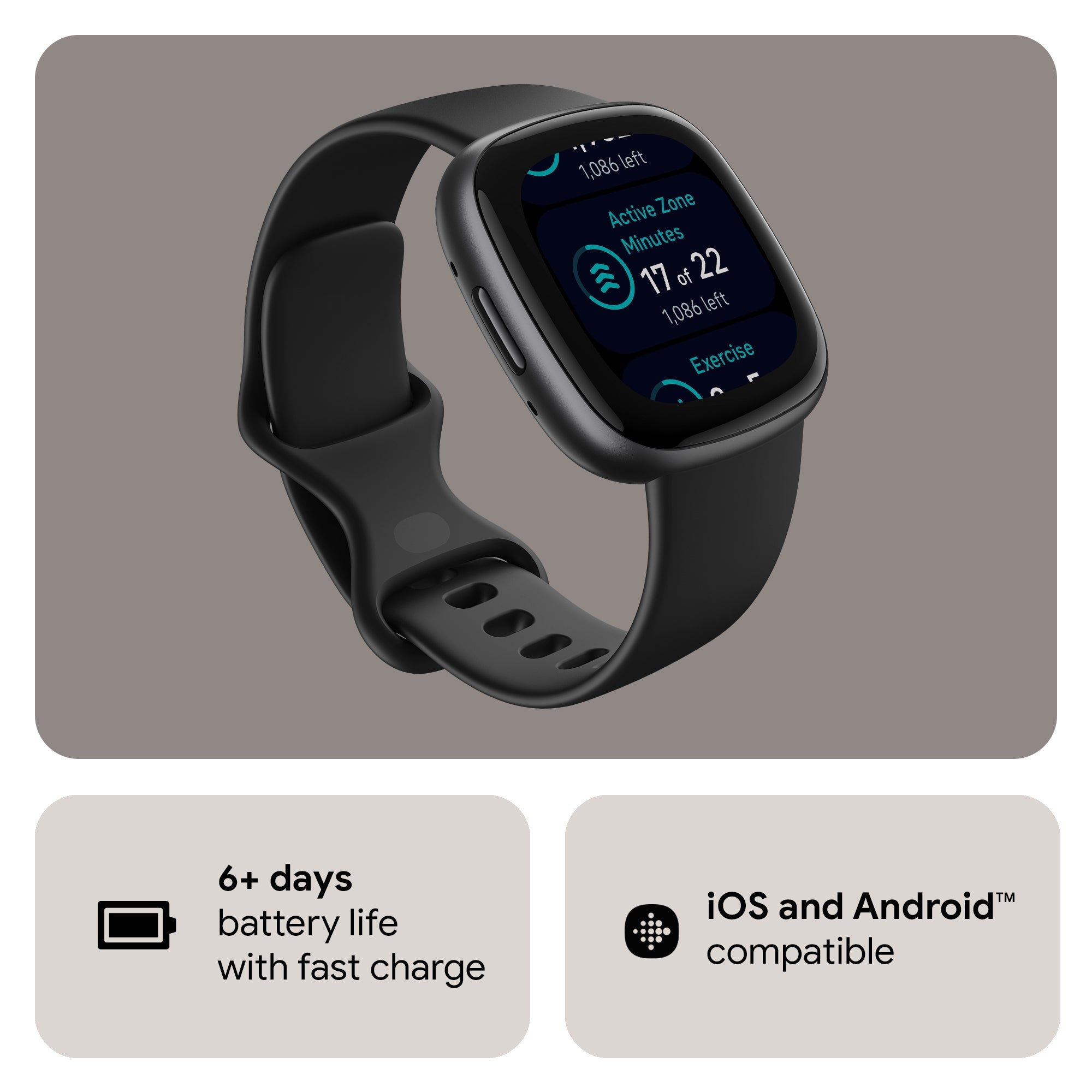 Fitbit Versa 4 Fitness Watch (Black/Graphite Aluminium