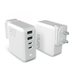 JINX Multiport GaN Charger 140W 4 Port PD PPS Fast Charger Compatible with Macbooks, Laptops, iPhone, Galaxy, Gaming Console - 2x Type C Charger PD 3.0 & 2x Type A Port, BIS Certified, EU/USA/UK Plugs - Magic DealsChargersMagic DealsMagic DealsJINX Multiport GaN Charger 140W 4 Port PD PPS Fast Charger Compatible with Macbooks, Laptops, iPhone, Galaxy, Gaming Console - 2x Type C Charger PD 3.0 & 2x Type A Port, BIS Certified, EU/USA/UK Plugs06AAGCN2813H1ZO1Chargers