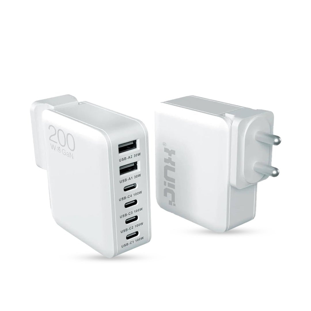 JINX Multiport GaN Charger 200W 6 Port PD PPS Fast Charger Compatible with Macbooks, Laptops, iPhone, Galaxy, Gaming Console - 4x Type C Charger PD 3.0 & 2x Type A Port, BIS Certified, EU/USA/UK Plugs - Magic DealsChargersMagic DealsMagic DealsJINX Multiport GaN Charger 200W 6 Port PD PPS Fast Charger Compatible with Macbooks, Laptops, iPhone, Galaxy, Gaming Console - 4x Type C Charger PD 3.0 & 2x Type A Port, BIS Certified, EU/USA/UK Plugs06AAGCN2813H1ZO1Chargers