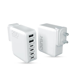JINX Multiport GaN Charger 200W 6 Port PD PPS Fast Charger Compatible with Macbooks, Laptops, iPhone, Galaxy, Gaming Console - 4x Type C Charger PD 3.0 & 2x Type A Port, BIS Certified, EU/USA/UK Plugs - Magic DealsChargersMagic DealsMagic DealsJINX Multiport GaN Charger 200W 6 Port PD PPS Fast Charger Compatible with Macbooks, Laptops, iPhone, Galaxy, Gaming Console - 4x Type C Charger PD 3.0 & 2x Type A Port, BIS Certified, EU/USA/UK Plugs06AAGCN2813H1ZO1Chargers