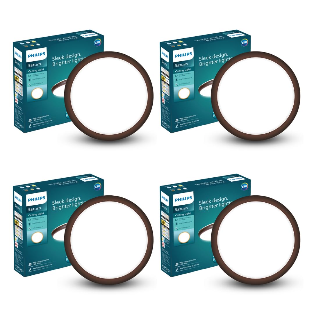 Philips 18W LED Surface Ceiling Light | Decorative IP44 WaterProof Saturn Brown Ceiling Light for Home| Crystal White, Pack of 2 - Magic DealsMagic Deals Magic DealsPhilips 18W LED Surface Ceiling Light | Decorative IP44 WaterProof Saturn Brown Ceiling Light for Home| Crystal White, Pack of 2Pack of 4919215851067_46