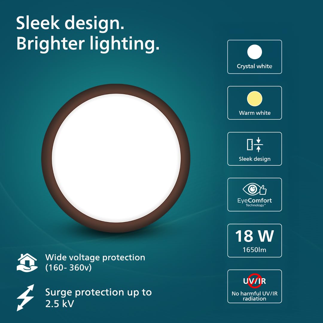 Philips 18W LED Surface Ceiling Light | Decorative IP44 WaterProof Saturn Brown Ceiling Light for Home| Crystal White, Pack of 2 - Magic DealsMagic Deals Magic DealsPhilips 18W LED Surface Ceiling Light | Decorative IP44 WaterProof Saturn Brown Ceiling Light for Home| Crystal White, Pack of 2Pack of 2919215851067_22