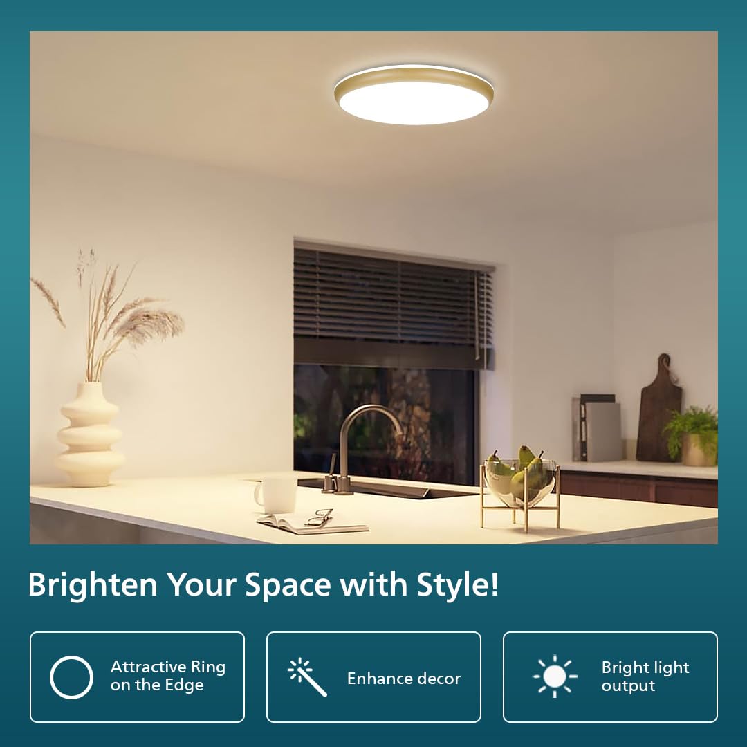 PHILIPS 18W LED Surface Ceiling Light | Decorative IP44 WaterProof Saturn Gold Ceiling Light for Home| Crystal White, Pack of 4 - Magic DealsCeiling LightMagic DealsMagic DealsPHILIPS 18W LED Surface Ceiling Light | Decorative IP44 WaterProof Saturn Gold Ceiling Light for Home| Crystal White, Pack of 49192158510703