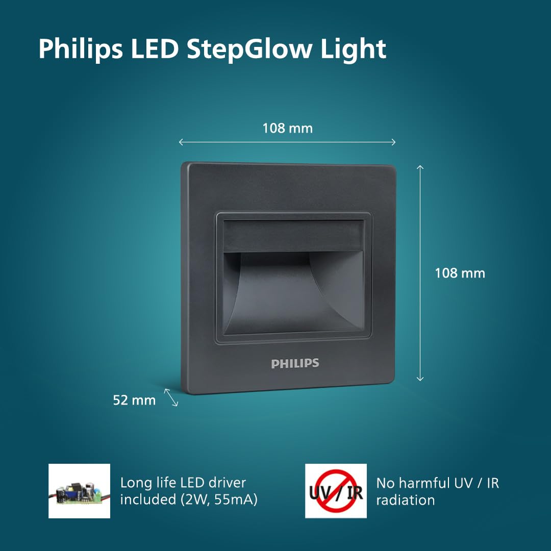 Philips 2W Decorative LED Step Light | StepGlow Surface Mounted Anthracite Outdoor LED Stair Light | Warm White, Pack of 6 - Magic DealsLed Step LightMagic DealsMagic DealsPhilips 2W Decorative LED Step Light | StepGlow Surface Mounted Anthracite Outdoor LED Stair Light | Warm White, Pack of 6Pack of 69192158510475