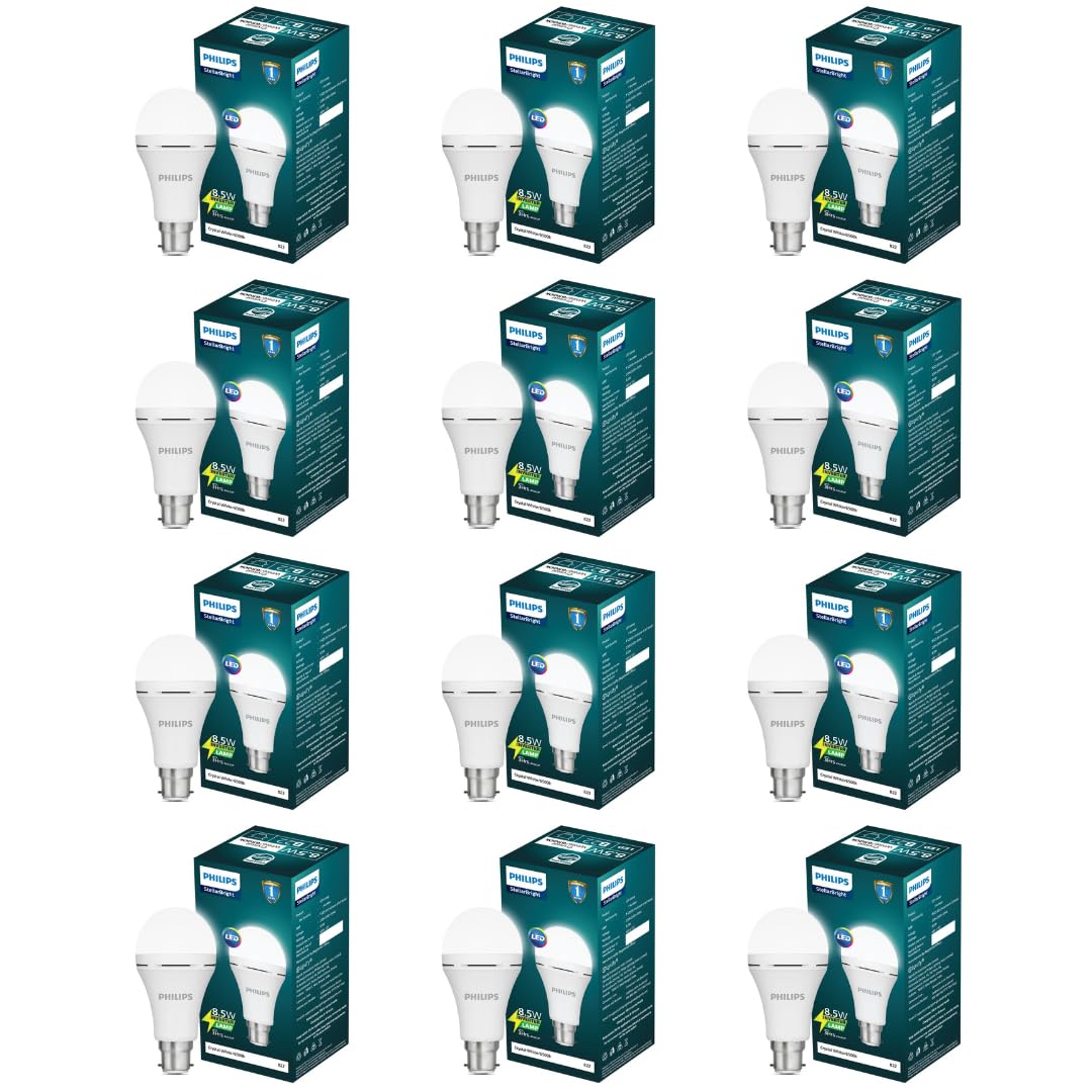Philips 8.5W Emergency LED Bulb | Stellar Bright B22 Inverter LED Bulb for Power Cuts | Crystal White, Pack of 12 - Magic DealsEmergency BulbMagic DealsMagic DealsPhilips 8.5W Emergency LED Bulb | Stellar Bright B22 Inverter LED Bulb for Power Cuts | Crystal White, Pack of 122