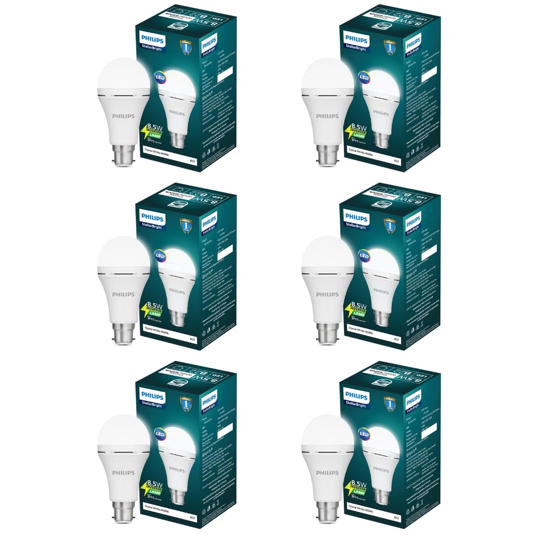 Philips 8.5W Emergency LED Bulb | Stellar Bright B22 Inverter LED Bulb for Power Cuts | Crystal White, Pack of 6 - Magic DealsEmergency BulbMagic DealsMagic DealsPhilips 8.5W Emergency LED Bulb | Stellar Bright B22 Inverter LED Bulb for Power Cuts | Crystal White, Pack of 61
