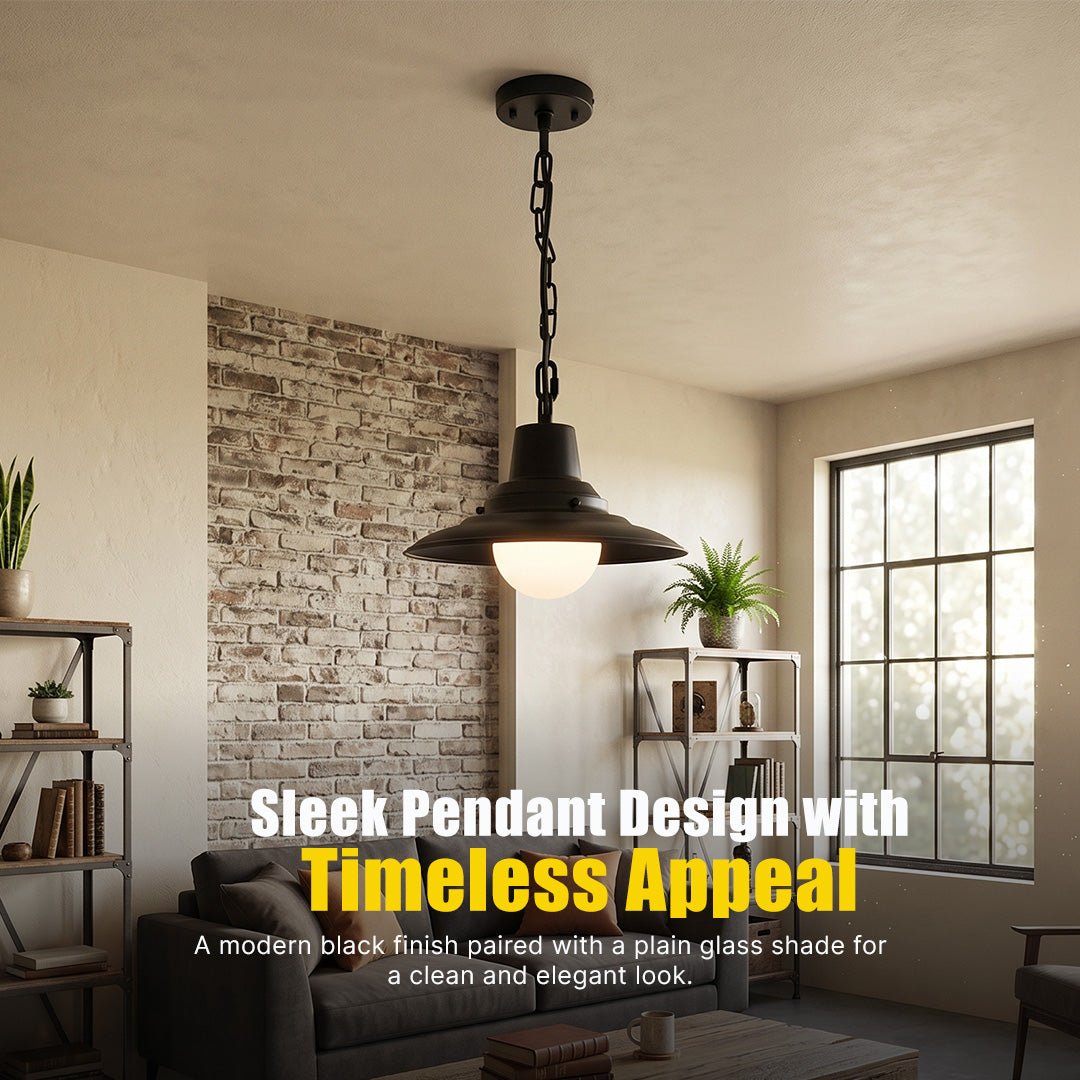 Philips Cormorant 20W Pendant Light | Black Body with Plain Glass Shade | E27 Elegant MS & Glass Hanging Lamp for Dining, Living Room & Bedroom | Pack of 1 - Magic DealsPendant LightMagic DealsMagic DealsPhilips Cormorant 20W Pendant Light | Black Body with Plain Glass Shade | E27 Elegant MS & Glass Hanging Lamp for Dining, Living Room & Bedroom | Pack of 1220w pendant light