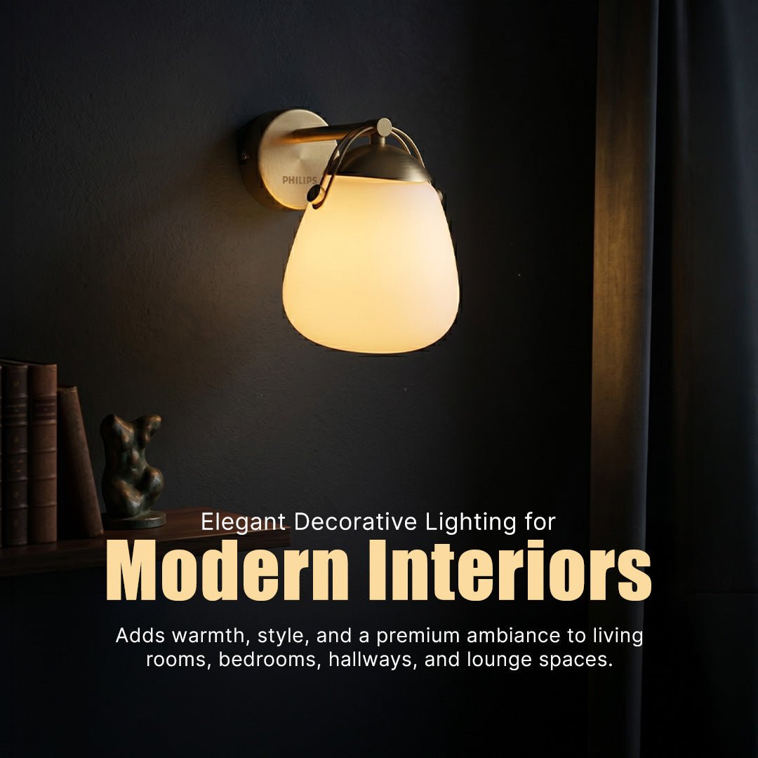 PHILIPS Idyllic Wall Light E27 | Decorative Wall Mounted Fixture | Elegant Accent Lighting for Living, Bedroom & Hallway | E27 Holder Compatible | Pack of 1 - Magic DealsWall LightMagic DealsMagic DealsPHILIPS Idyllic Wall Light E27 | Decorative Wall Mounted Fixture | Elegant Accent Lighting for Living, Bedroom & Hallway | E27 Holder Compatible | Pack of 12e27