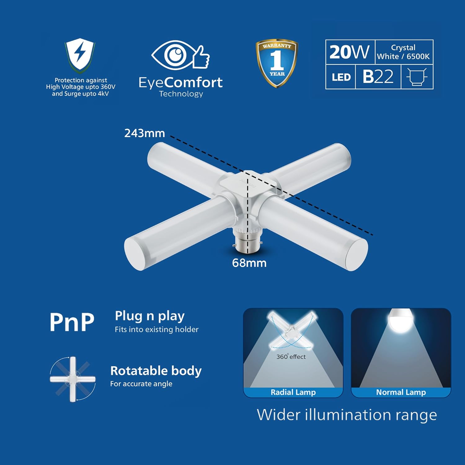 Philips Stellar Bright 20W Radial B22 LED T-Bulb,Cool Daylight, Pack of 6 - Magic DealsLED T-BulbMagic DealsMagic DealsPhilips Stellar Bright 20W Radial B22 LED T-Bulb,Cool Daylight, Pack of 62